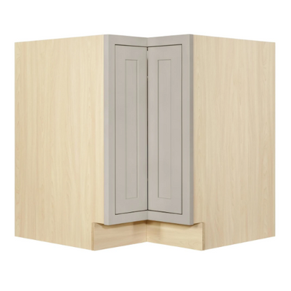 RTA 33"W Kitchen Base Corner Lazy Susan Cabinet with Bi-Folding Doors and Double Rotating Shelves in Tuscan Grey Inset Shaker