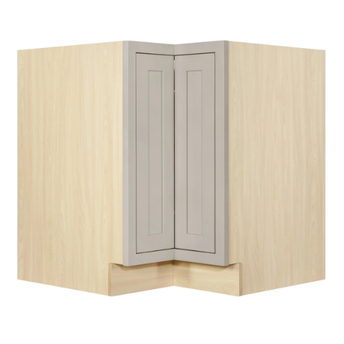 RTA 33"W Kitchen Base Corner Lazy Susan Cabinet with Bi-Folding Doors and Double Rotating Shelves in Tuscan Grey Inset Shaker