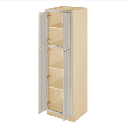 RTA 24"W x 84"H Kitchen Pantry Cabinet with Four Doors and Four Shelves in Tuscan Grey Inset Shaker