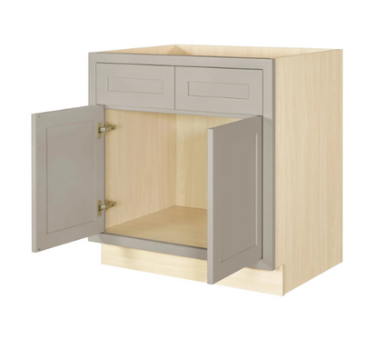 RTA 33"W Kitchen Sink Base Cabinet with Double Doors in Tuscan Grey Inset Shaker
