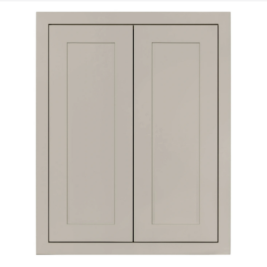 RTA 24"W x 30"H Kitchen Wall Cabinet with Double Doors and Two Shelves in Tuscan Grey Inset Shaker