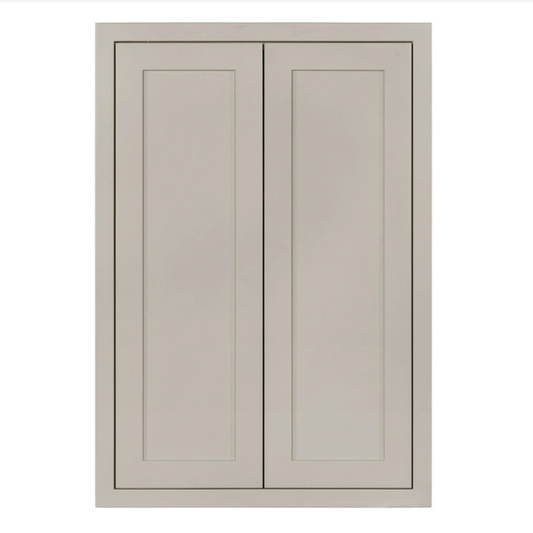 RTA 27"W x 39"H Kitchen Wall Cabinet with Double Doors and Two Shelves in Tuscan Grey Inset Shaker