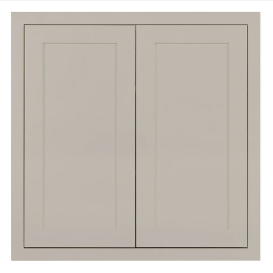RTA 30"W x 30"H Kitchen Wall Cabinet with Double Doors and Two Shelves in Tuscan Grey Inset Shaker