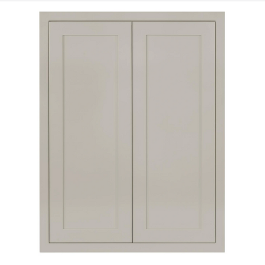 RTA 30"W x 39"H Kitchen Wall Cabinet with Double Doors and Two Shelves in Tuscan Grey Inset Shaker