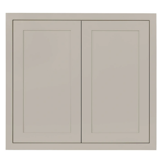 RTA 33"W x 30"H Kitchen Wall Cabinet with Double Doors and Two Shelves in Tuscan Grey Inset Shaker