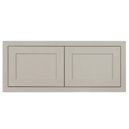 RTA 36"W and 15"H Kitchen Wall Fridge Cabinet with Double Doors in Tuscan Grey Inset Shaker