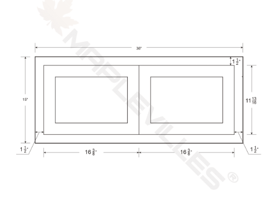 RTA 36"W and 15"H Kitchen Wall Fridge Cabinet with Double Doors in Tuscan Grey Inset Shaker