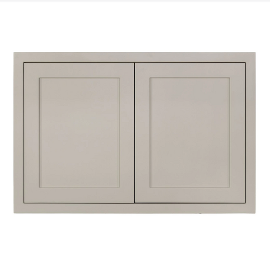 RTA 36"W x 24"H Kitchen Wall Fridge Cabinet with Double Doors in Tuscan Grey Inset Shaker