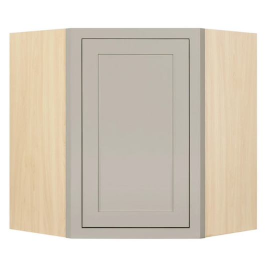 RTA 27"W x 30"H Kitchen Wall Diagonal Corner Cabinet with Single Door in Tuscan Grey Inset Shaker