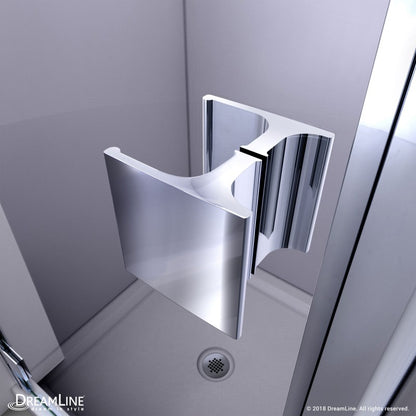 Lumen Semi-Frameless Hinged Shower Door Kit with White Shower Base Pan and Center Drain