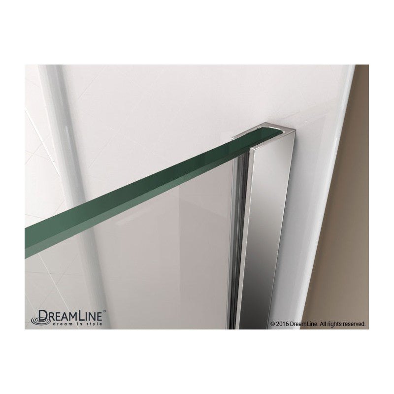 Prism Plus Frameless Neo-Angle Hinged Shower Door for Corner Enclosure Kit with Biscuit Shower Base Pan and Corner Drain