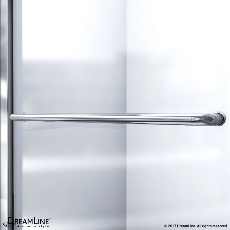 Infinity-Z Semi-Frameless Single Sliding Shower Door Kit with Diamond Style Wall and White Shower Base Pan and Left Drain