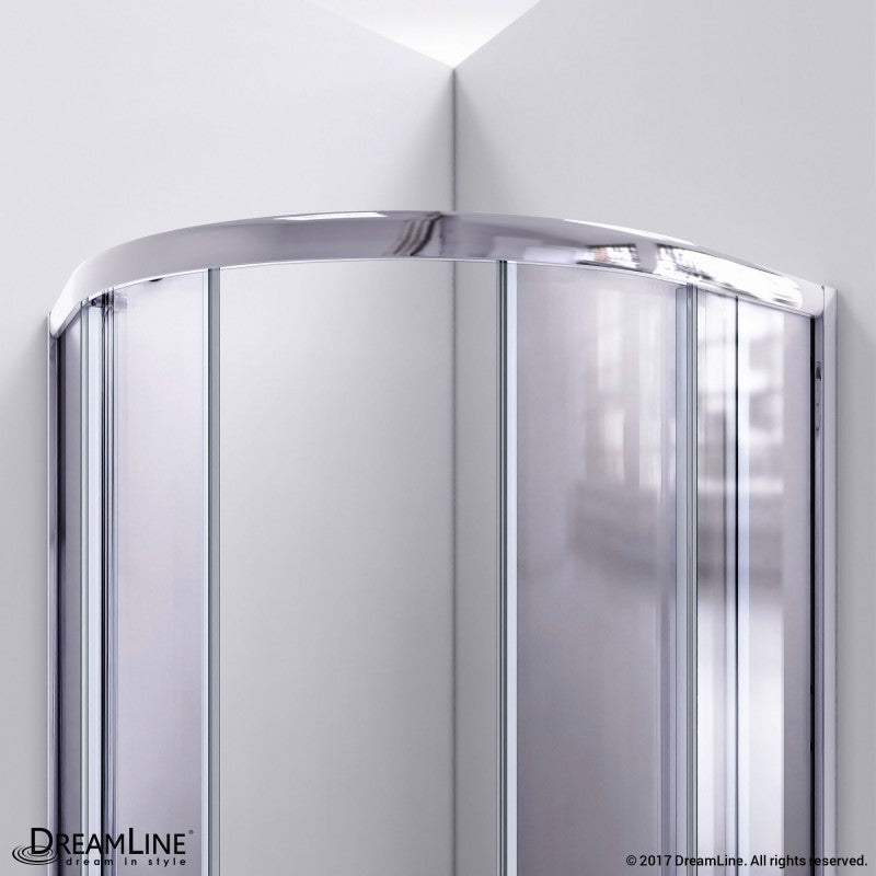 Prime Semi-Frameless Corner Enclosure Center Sliding Shower Door Kit with Diamond Style Wall and White Shower Base Pan and Corner Drain