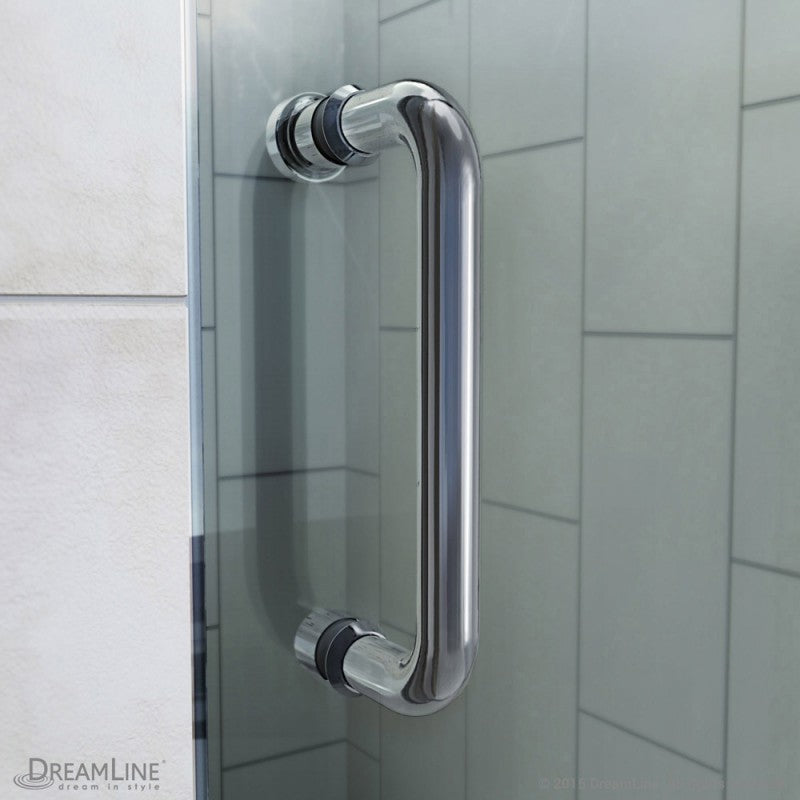 Flex Semi-Frameless Pivot Shower Door Kit with White Shower Base Pan and Left Drain