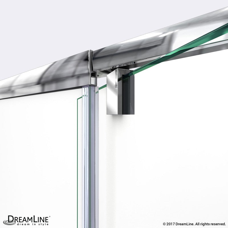 Flex Semi-Frameless Pivot Shower Door Kit with Diamond Style Wall and White Shower Base Pan and Left Drain