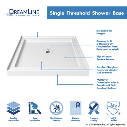Aqua Frameless Bi-Fold Shower Door Kit with Diamond Style Wall and Shower Base Pan