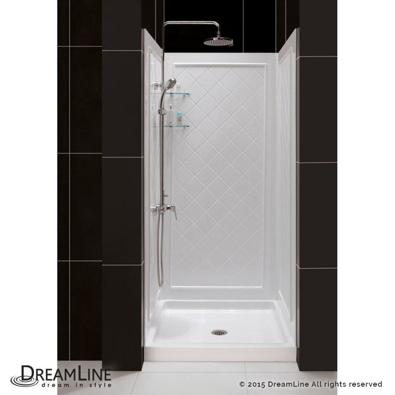 Aqua Frameless Bi-Fold Shower Door Kit with Diamond Style Wall and Shower Base Pan