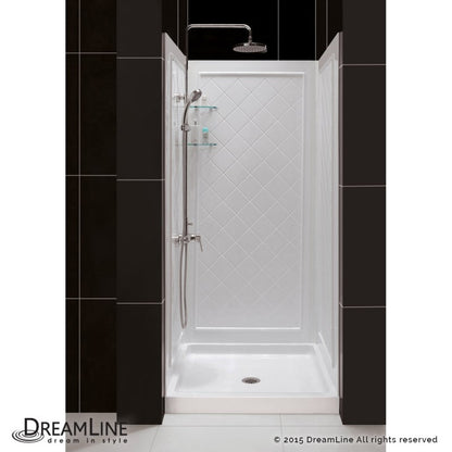 Aqua Frameless Bi-Fold Shower Door Kit with Diamond Style Wall and Shower Base Pan