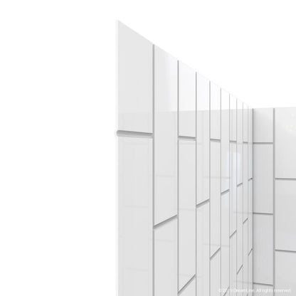 Aqua-Q Frameless Bi-Fold Shower Door Kit with Subway Style Wall and White Shower Base Pan