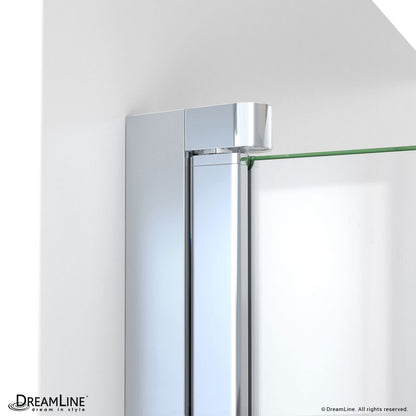 Aqua-Q Frameless Bi-Fold Shower Door Kit with Subway Style Wall and White Shower Base Pan
