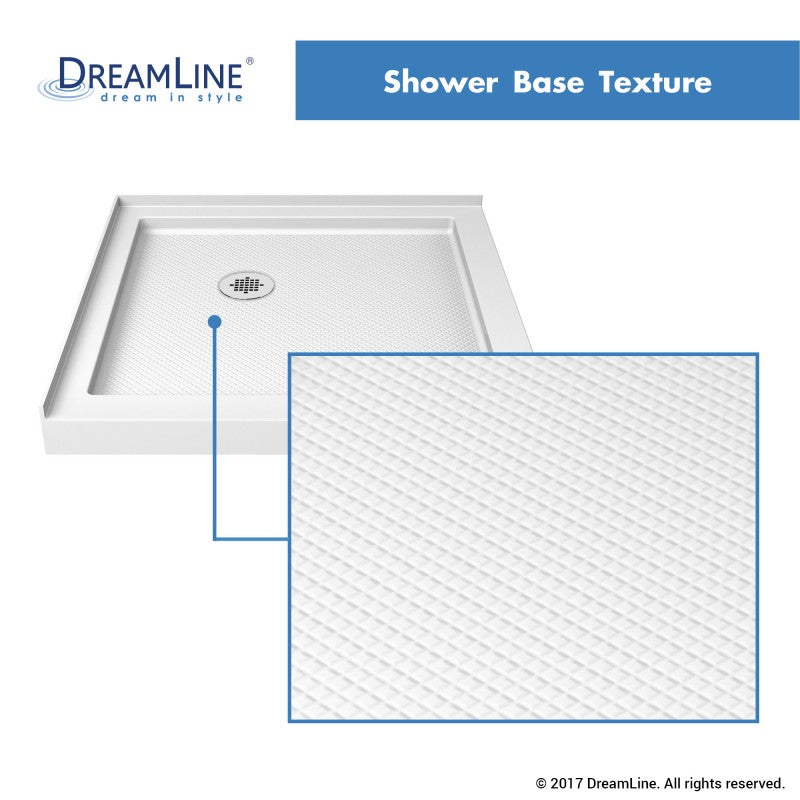 Aqua-Q Frameless Bi-Fold Shower Door Kit with Subway Style Wall and White Shower Base Pan