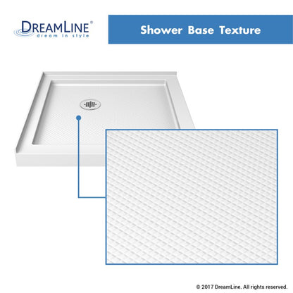 Aqua-Q Frameless Bi-Fold Shower Door Kit with Subway Style Wall and White Shower Base Pan