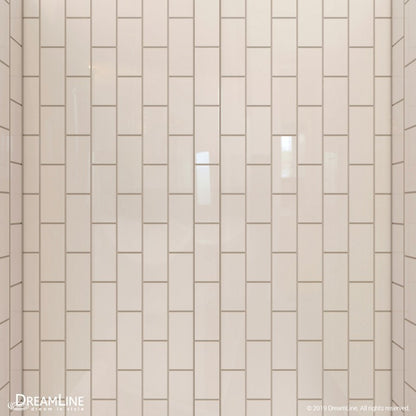 Aqua-Q Frameless Bi-Fold Shower Door Kit with Subway Style Wall and Biscuit Shower Base Pan