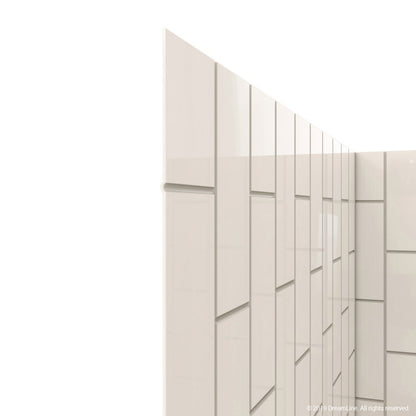 Aqua-Q Frameless Bi-Fold Shower Door Kit with Subway Style Wall and Biscuit Shower Base Pan