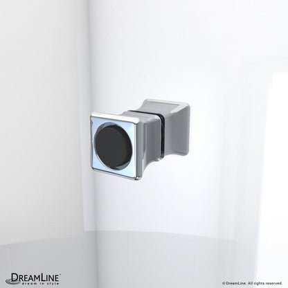 Aqua-Q Frameless Bi-Fold Shower Door Kit with Subway Style Wall and Black Shower Base Pan