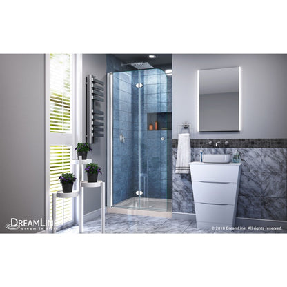 Aqua Frameless Bi-Fold Shower Door Kit with Biscuit Shower Base Pan