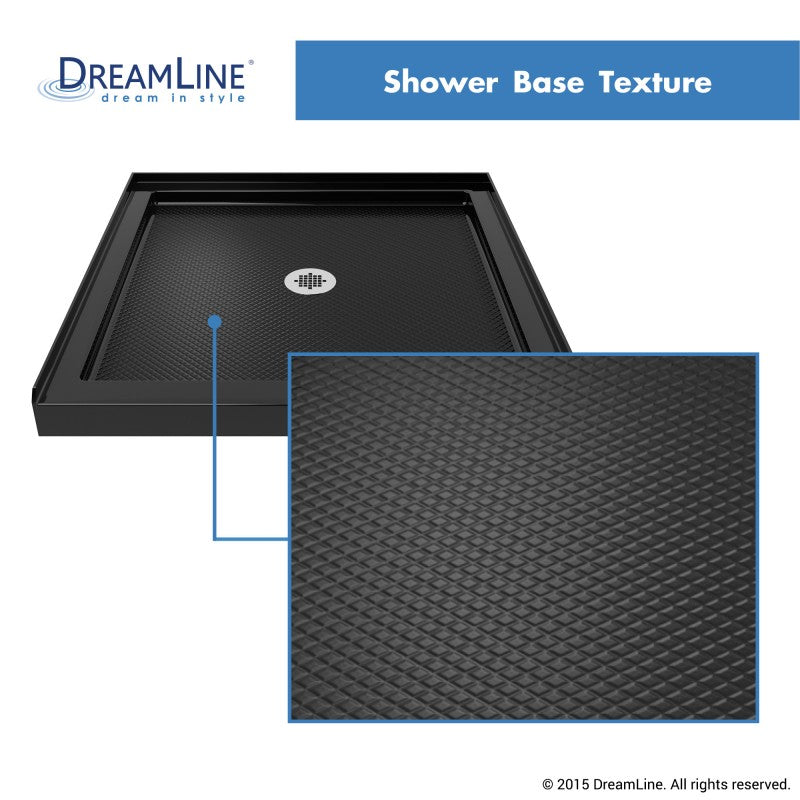 Aqua Frameless Bi-Fold Shower Door Kit with Black Shower Base Pan