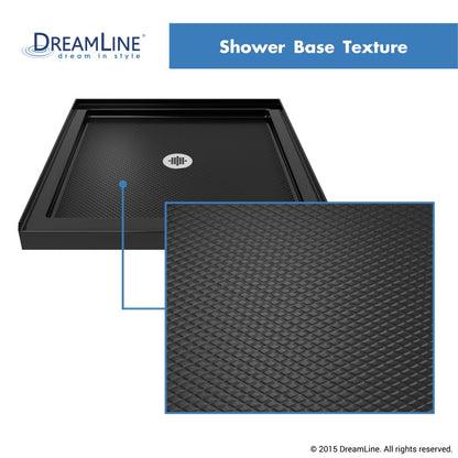Aqua Frameless Bi-Fold Shower Door Kit with Black Shower Base Pan