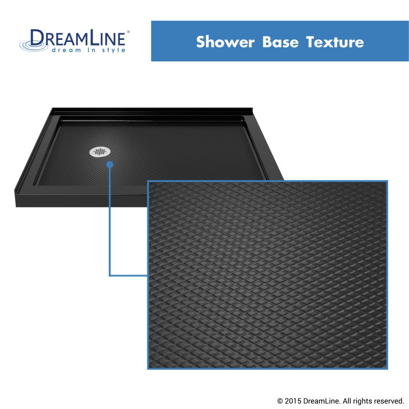 Cornerview Framed Corner Enclosure Center Sliding Shower Door Kit with Black Shower Base Pan