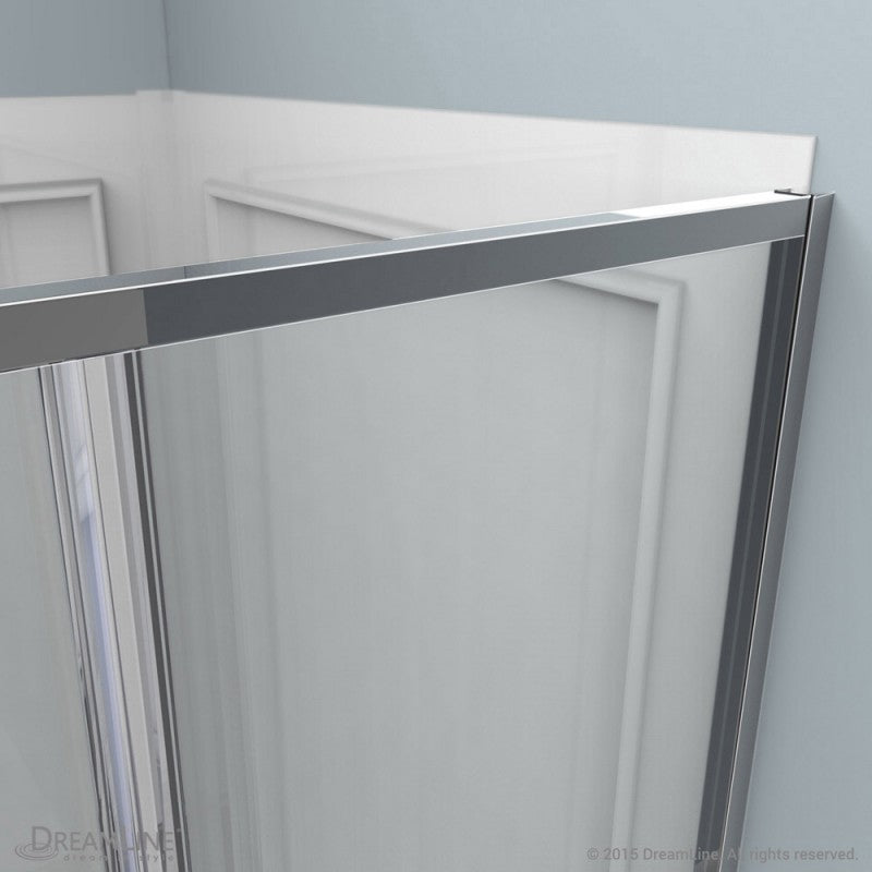 Cornerview Framed Corner Enclosure Center Sliding Shower Door Kit with Biscuit Shower Base Pan