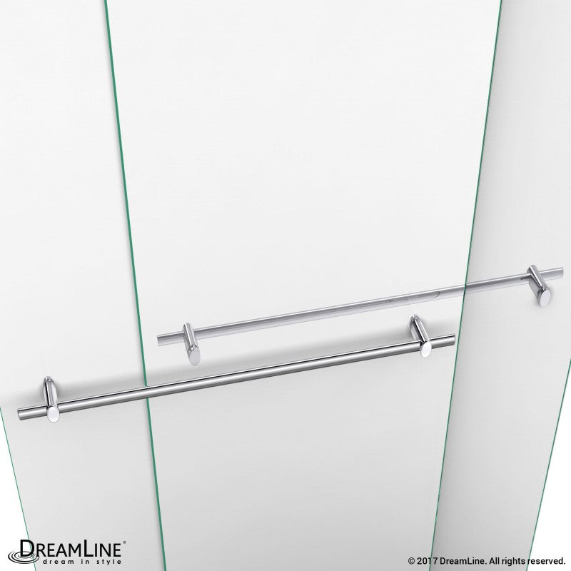 Duet Semi-Frameless Double Sliding Shower Door Kit with Biscuit Shower Base Pan and Right Drain