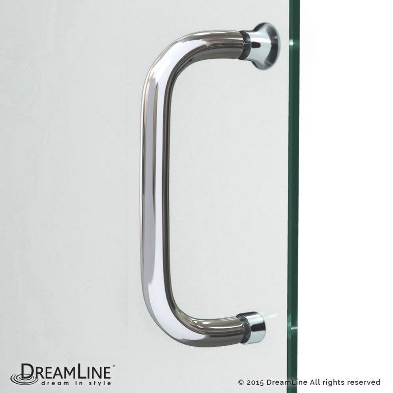 Infinity-Z Semi-Frameless Single Sliding Shower Door Kit with Biscuit Shower Base Pan and Left Drain