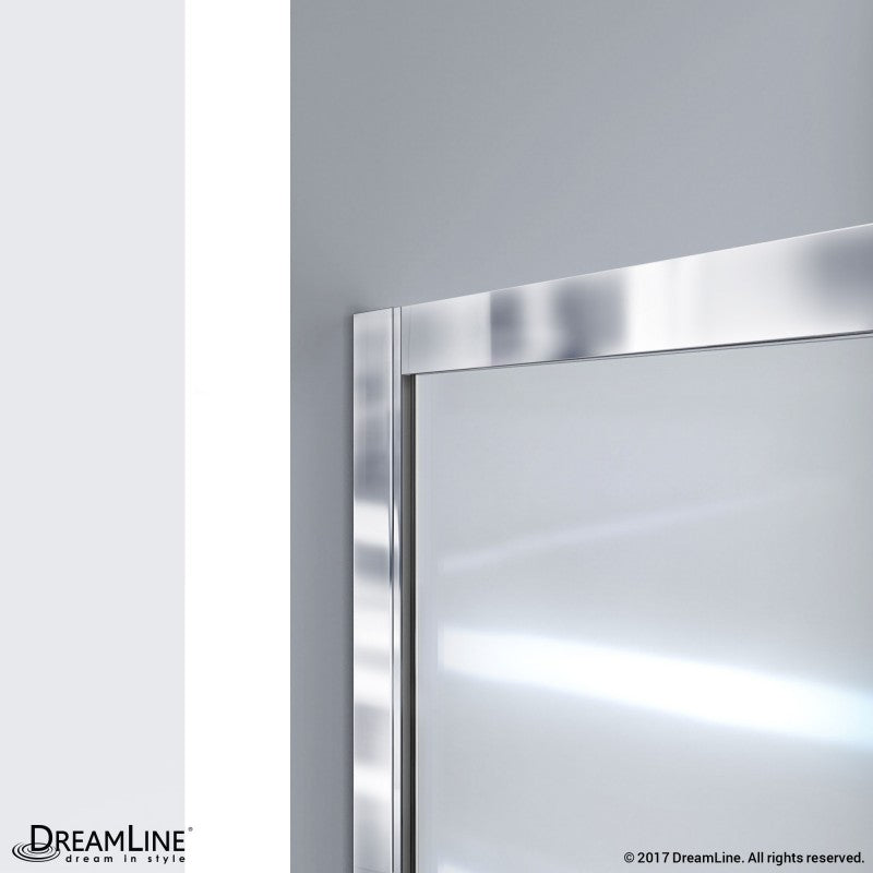 Infinity-Z Semi-Frameless Single Sliding Shower Door Kit with Biscuit Shower Base Pan and Left Drain