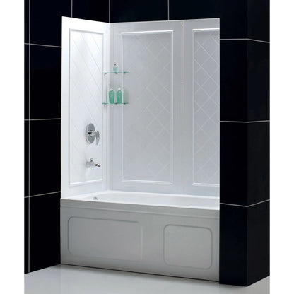 Infinity-Z Semi-Frameless Single Sliding Tub Door Kit with Diamond Style Wall