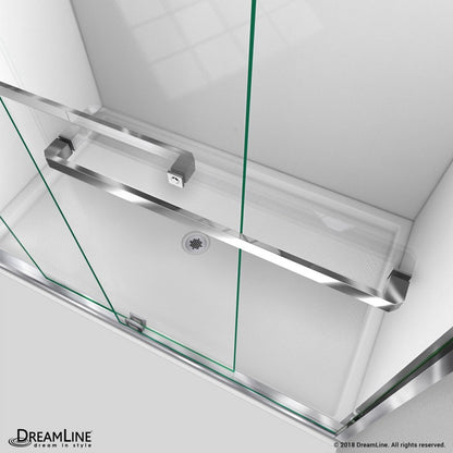 Encore Semi-Frameless Double Sliding Shower Door Kit with White Shower Base Pan and Center Drain