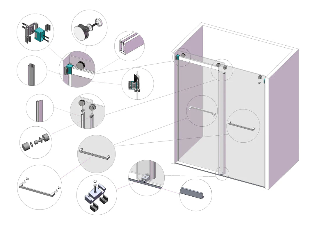 Sybil Double Sliding Frameless Shower Door