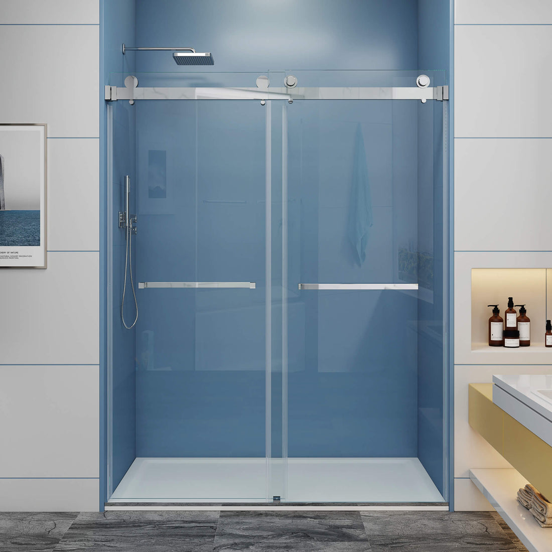 Sybil Frameless Double Sliding Shower Door