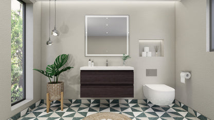 Bohemia Lina 42" Wall Mounted Bathroom Vanity with Reinforced Acrylic Integrated Sink Top