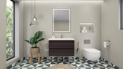 Bohemia Lina 36" Wall Mounted Bathroom Vanity with Reinforced Acrylic Integrated Sink Top