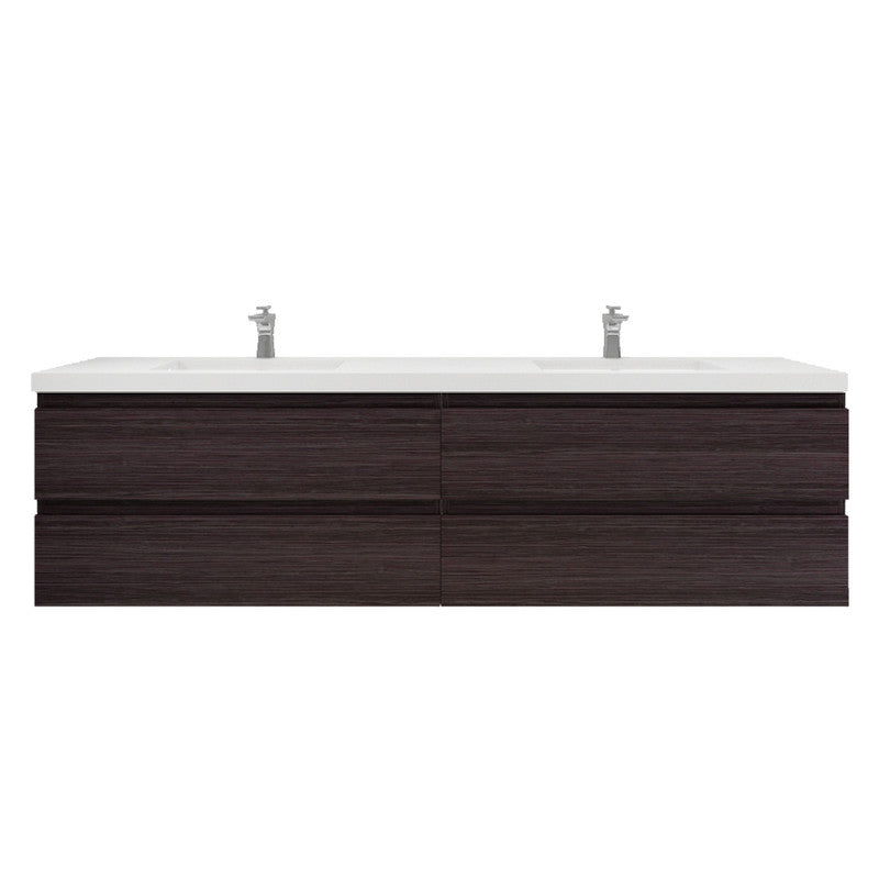 Bohemia Lina 84" Wall Mounted Bathroom Vanity with Reinforced Acrylic Integrated Sink Top