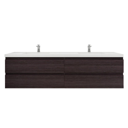 Bohemia Lina 84" Wall Mounted Bathroom Vanity with Reinforced Acrylic Integrated Sink Top
