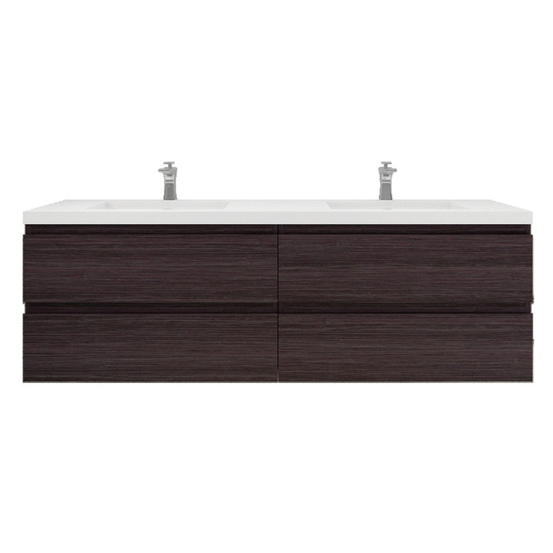 Bohemia Lina 72" Wall Mounted Bathroom Vanity with Reinforced Acrylic Integrated Sink Top