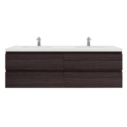 Bohemia Lina 72" Wall Mounted Bathroom Vanity with Reinforced Acrylic Integrated Sink Top