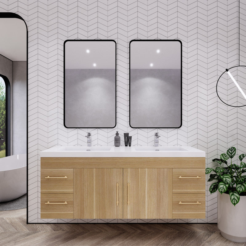 Elsa 60" Wall Mounted Bathroom Vanity with Reinforced Acrylic Integrated Sink Top