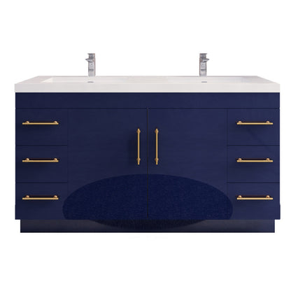 Elsa 60" Freestanding Bathroom Vanity with Reinforced Acrylic Integrated Sink Top
