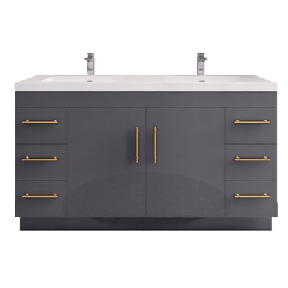 Elsa 60" Freestanding Bathroom Vanity with Reinforced Acrylic Integrated Sink Top